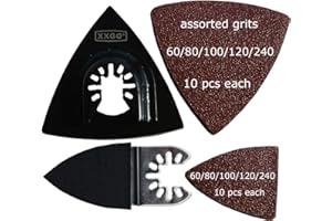 XXGO 102 Pcs Oscillating Tool Sanding Triangular Finger Pads Kits Compatible with Bosch Chicago Craftsman Dremel Fein Harbor Freight Makita Milwaukee Porter Cable Ridgid Ryobi Rockwell XG3102U