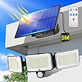 Luces Solares LED Exterior Jardin,224LED/4Modos Focos LED Exterior Solares,3 Cabezas 300°Luz Solar Exterior Jardin,IP65 Telec