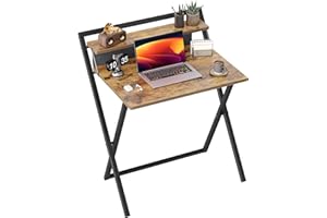 BEXEVUE Pequeño Escritorio Plegable Computadora - 65cm Ancho No Requiere Ensamblaje, Escritorio Oficina con Grande Soporte Monitor, Bolsa de Almacenamiento, Mesa Escritura para Estudio Trabajo Hogar