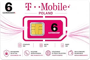 SIM Anonima T-Mobile Polonia +48 redan aktiv, konsument-SIM-kort utan prenumeration, fördelat polskt nummer, kan användas i I