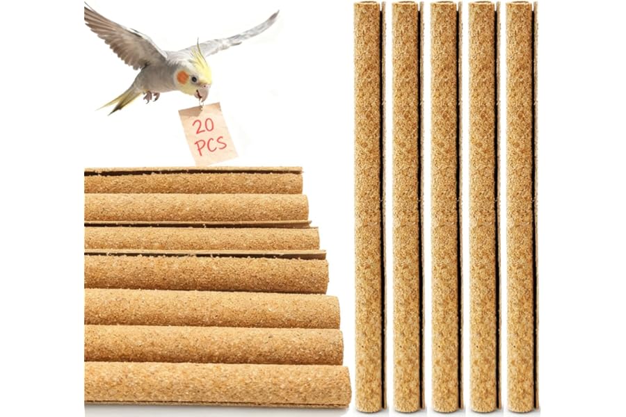 Sand Perch Covers for Parakeets - Bird Perchs Covers Bird perches for Parakeets, Lovebirds, Parrotlets, Canaries and Other Small Birds (20pcs Small 7.5" L x 3/8" D)