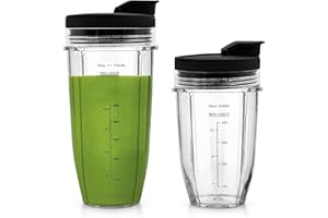 KALULY Mixer Becher Ersatzteile für Ninja Auto-iQ Mixer CB350EU BN800EU BN750EU BN495EU CB100EU TB301EU TB401EU BN751 BN801, 710ml & 530ml Smoothie Becher Cup Zubehör mit Deckel für Ninja Blender
