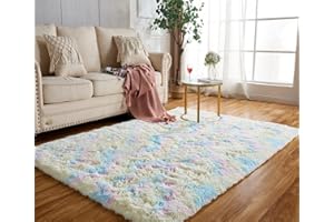 Achiiso Rainbow Area Rugs Furry Carpet Soft Rug Modern Colourful Rug for Living Room Bedroom Dorm Room Decor(Rainbow,60 * 120 CM)