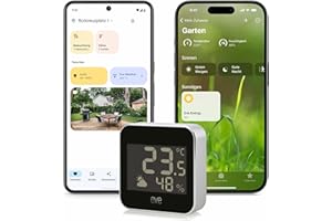 Eve Weather (Matter) – Smarte Wetterstation, Temperatur, Luftfeuchtigkeit, Wettertrend, IPX4-Wasserbeständigkeit, kabellos, Google/Alexa/Siri-Sprachzugriff, Thread Border Router erforderlich, Schwarz