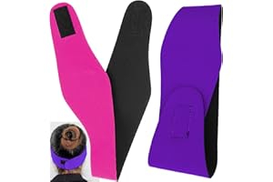 ASWEWAMT 2Pcs Swimming Headband, Adjustable Ear Headband Waterproof Swim Head Band Large Ear Band for Swimming Water Activity, Pink & Purple