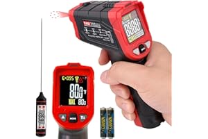 YIKO Termómetro Infrarrojo, Pistola de Temperatura Láser Digital Sin Contacto -37°F~932°F (-32°C～400°C) Ajuste Emisividad para Industrial Cocina Barbacoa Congelador Hornear (-50°C～880°C)
