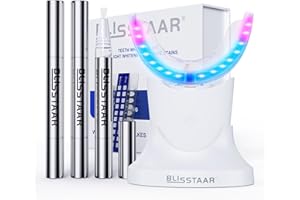 Blisstaar Zähne Bleaching Set Professionell: 20 Minuten Schnelles Teeth Whitening System zu Hause mit 32X LED Zahnaufhellung Lampe und 3Pcs Zahnbleaching Gels um die Zähne Weisser zu Machen