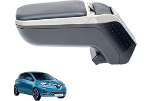 RATI ARMSTER 2 Bracciolo adatto per RENAULT ZOE 2020-2024 [grigio,pelle vegan] Bracciolo centrale retrofittabile con vano portaoggetti