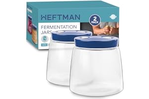 HEFTMAN Lot de 2 bocaux de fermentation avec aération 1 voie d'aération – 1 litre, 2 bocaux de fermentation (bleu)