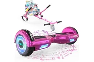 MEGA MOTION Hoverboard Go Kart, Hoverboards with Hoverkart for kids, 6.5 Inch Two-Wheel Self Balancing Hoverboard with Bluetooth Speaker, with LED Lights, Gift for Children and Teenager