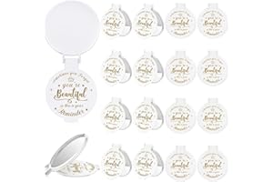 Gulfmew Lot de 18 miroirs compacts Inspirants en Verre de Maquillage Rond de 7,9 cm pour Sac à Main, Cadeau pour Femmes, Filles, collègues, enseignantes, Remise de diplôme et Amis (Blanc)