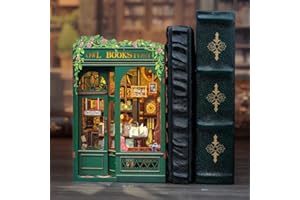 Figured'Art Book Nook Kit - Librairie des Hiboux - Maquette à Construire avec Lumières LED - Diorama 3D DIY Serre-Livre pour Bibliothèque et Décoration Maison - Monde Miniature - Marque Française