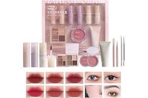 EONFAVE All In 1 set di trucco, 11 pezzi, set regalo per trucco, lucidalabbra, rossetto, palette di ombretti, matita per sopracciglia, eyeliner, BB Cream, morbida come la seta, per regali perfetti,