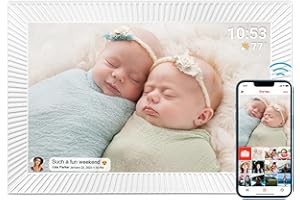 YENOCK Cornice per foto digitale da 10,1 pollici con memoria interna 32G Smart WiFi Digital Picture Frame, 1280x800 IPS Touch Screen Sensore di movimento Rotazione automatica Condividi foto e video