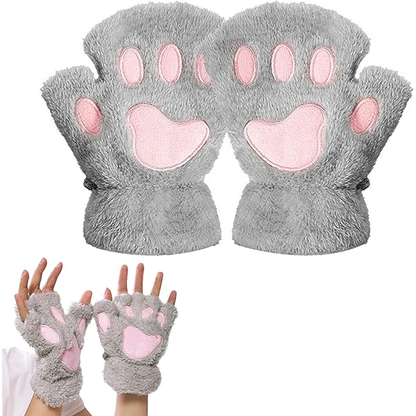 Vingerloze handschoenen voor kinderen, kattenpootdesign, zachte