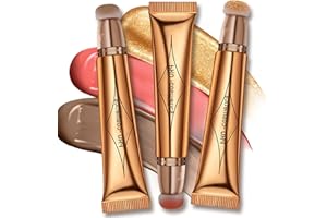 Greatlizard Liquid Rouge Highlighter Contour Stick Set, Crème Liquide Surligneur Blush Beauté Baguette, Mélange Soyeux Visage Maquillage Stick, Mat Liquide Contouring avec Applicateur Coussin