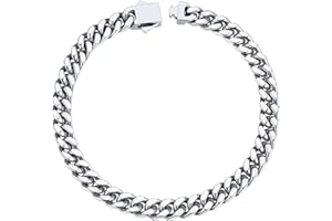 ChainsHouse Cuban Link Bracelet for Men Women, Solid Surgical Stainless Steel Silver Gold Black Chain Bracelet 5/7/9/12mm Wide,19/21/23cm Hip Hop Curb Bracelet