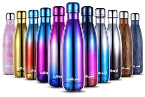 willceal Stainless Steel Double Wall Vacuum Insulated Water Bottles 500ml, Leak Proof Keep Cold and Hot Drinks Bottle for Outdoor Sports Camping (Colorful Purple)