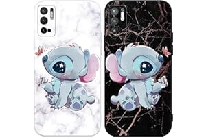 Omyzo [2 Piezas] Funda para Xiaomi Redmi Note 10/Note 10T 5G 6,5",Dibujos Animados Suave TPU Antigolpes Case Silicona Carcasa con Anime Patrón Protectora Case Compatible con Xiaomi Poco M3 Pro