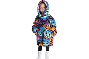 JOREAY Kids Oversized Blanket Hoodie, Little Girls Boys Snuggle Fleece Hooded Wearable Blanket, Fluffy Giant Sweatshirt for Toddler