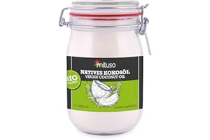 Mituso Pack de 3 Huile de Noix de Coco Biologique/Native dans un Bocal à Repasser 1 L