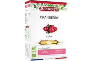 SUPERDIET – CRANBERRY BIO – 25 mg de ProAnthoCyanidines – Fabrication française – 20 ampoules de 10 ml