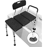 PEPE Mobility Adult Bath Seat Chair with Armrests, Black | Transfer Bench for Elderly, Mobility Reduced, Aluminium, Reversibl