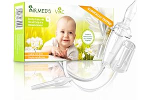 Airmed's Vac. Näsaspirator för baby. Kliniskt testad, säker och skonsam | Rengör näsan på 3 sekunder. Med 2 sughuvuden och gratis rengöringsborste. Lämplig för alla dammsugare