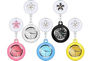 Vegena Krankenschwesteruhren, 5 Stück Einziehbare Krankenschwester Uhr Schwesternuhr Ansteckuhr fob Taschenuhren Zeiger Pflegeuhr mit Clip für Damen Herren Pfleger Doktor