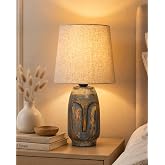 Homesake® Small Incandescent Table Lamp for Bedroom Living Room Simple Retro Wood Grain Farmhouse Bedside Lamps Suitable for 