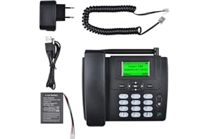 Lychee Simkarte GSM Tischtelefon - Hände frei,SMS,Großes Display mit Hintergrundbeleuchtung, Radiofunktion - Telefon für Hause oder Büro (Schwarz 01)