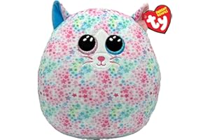 Ty Squishy Beanies - Emma Wielobarwny Kot Gwiazdkowy, Miękka pluszowa poduszka z brokatowymi oczami, pomysł na prezent dla dużych i małych dzieci, wszystkie do kolekcjonowania - 22 cm - T39264