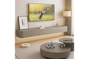 Ribanedy Mobile TV Sospeso Moderna | Consolle Multimediale da Parete | Grande Mobile TV con Spazio di Archiviazione per Soggiorno e Ufficio (kaki, 220cm)