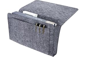 Acooruiteng Bett Organizer Betttasche zum Einhängen - Filz Bett Caddy Organizer mit Aufbewahrungstasche für Buch, Handy, Brille - Dunkelgrau