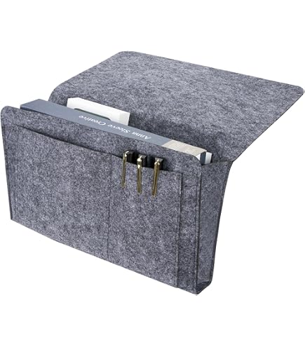 Wickeltisch Zubehör TFlower Bett Organizer, Filz Betttasche Anti-Rutsch Nachttisch Tasche Sofa- Bett Hängeaufbewahrung Für Buch, Zeitschriften, IPad, Handy, Fernbedienung Braun Babybett Organizer Hängend
