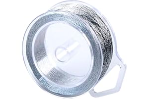 RUNFENG 1 Rouleau de 6 Brins 0.4 mm x 50 Mètres de Fil Métallique Ficelle Doré Fil Nylon Non élastique pour Intérieure,Crocheter Bricolage Décoration DIY de Noël,Emballage de Cadeaux (Argent)