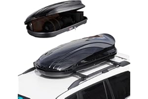 VEVOR Rooftop Cargo Carrier, 11 Cubic Feet Roof Cargo Box, ABS Hard Shell Roof Box, with Dual-Sided Opening and 2 Reinforced Straps, Aerodynamic, Suitable for most Crossbar, for Car, Wagon, SUV, Black