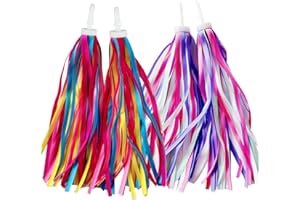 TIGERRDU 4pc Scooter Streamers, Bike Streamers, Kid's Bicycle Handlebar Colorful Handlebar Bicycle Grips Tassel Ribbons, Girls Bike Grips Tassel, Bicycle Streamers, Micro Scooter Accessories(2 Pair)