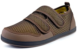 SISTTKE Kapcie dla cukrzyków, dla mężczyzn i kobiet, na zapalenie stawów, obrzęki, regulowane zapięcie, bardzo szerokie zapięcie na rzepy, wygodne buty rehabilitacyjne dla seniorów