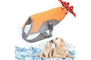 TVMALL Dog Cooling Vest Breathable Mesh Dog Jacket Summer Cool and Comfortable Dog Coat Adjustable With Reflective Strip Pet Clothes Suitable for Large Medium and Small Dogs (Orange,L)