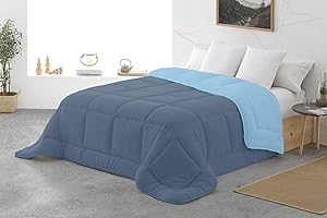 Energy Colors Textil - Hogar - Oshawa - Relleno Nórdico 400 gr Reversible Liso Tacto Pluma Otoño/Invierno (Turquesa- Azul, 150_x_220_cm) Cama 90