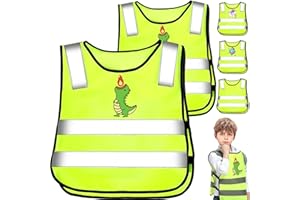 YOUYIKE Chaleco Reflectante Niños, 2/3 Pz Visibilidad a 360° Amarillo Chalecos Reflectantes, Chaleco de Seguridad Reflectante para Niñas Niños 3-12 Años para Carrera, Ciclismo