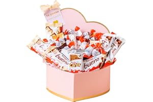 ONZA DULCE Y SALADO SWEET & SALTED Onza Caja Chocolates para regalar. Corazón de chocolatinas Kinder Bueno Chocolate y Blanco, Schokobons, Happy Hippo, Kinder Mini, Cards. Regalo de San Valentín Original, Regalos Pareja, Cumpleaños.