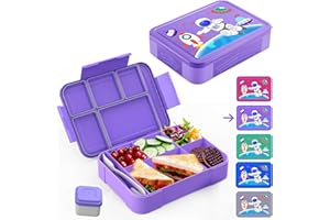 Waziwe Brotdose für Kinder - Bento Box Mit Fächern für Schule, Kindergarten, Krippe - Flache Brotzeitbox für 1 Jahr und Älter - Aesthetic Design
