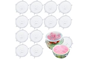 ZDNT 12 Stück Silikondeckel Dehnbare Silikondeckel Silikon Stretch Deckel BPA Free Wiederverwendbar Silikon Abdeckung Rund Silicone Stretch Lids Universal-Deckel für Schüsseln,Becher,Dosen,Obst