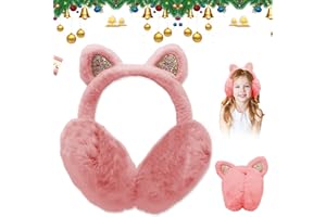 UQTUKO Scaldaorecchie per bambini, paraorecchie per bambini, invernali, graziose orecchie di gatto, design pieghevole, caldo e soffice, paraorecchie in morbido peluche per attività all'aria aperta,