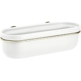 Amazon Basics Pflanztopf für die Wandaufhängung, oval, Weiß / Messingfarben