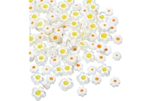 COGCHARGER 110 pieza De Cuentas De Vidrio De Murano Con Forma De Flor De Margarita Blanca Cuentas De Vidrio De Murano Millefiori Hechas A Mano 2 estilos Para Hacer Manualidades De Joyería DIY