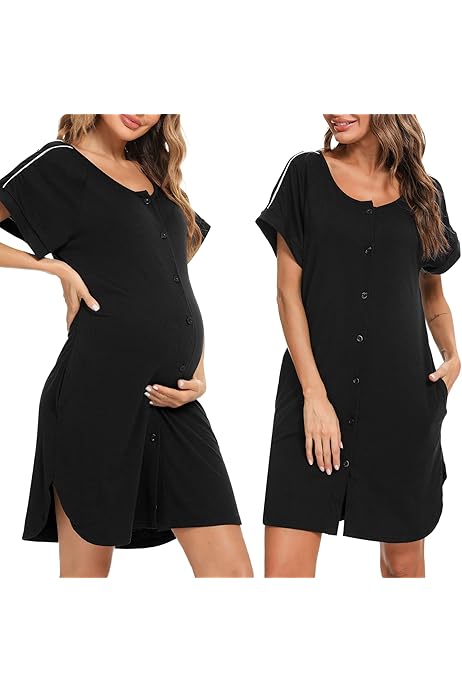 Pigiama Allattamento In Cotone - Comodo Due Pezzi Per Gravidanza E Ospedale - Taglie S-XXL - Foto 9