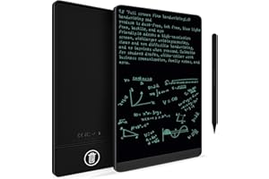 LONGTOO LCD Writing Tablet, Full Screen Erasable Digital Notepad for Kids and Adults, With a Leather Pocket, Drafting, Drawing and Leaving Message, 9.5" Screen Black